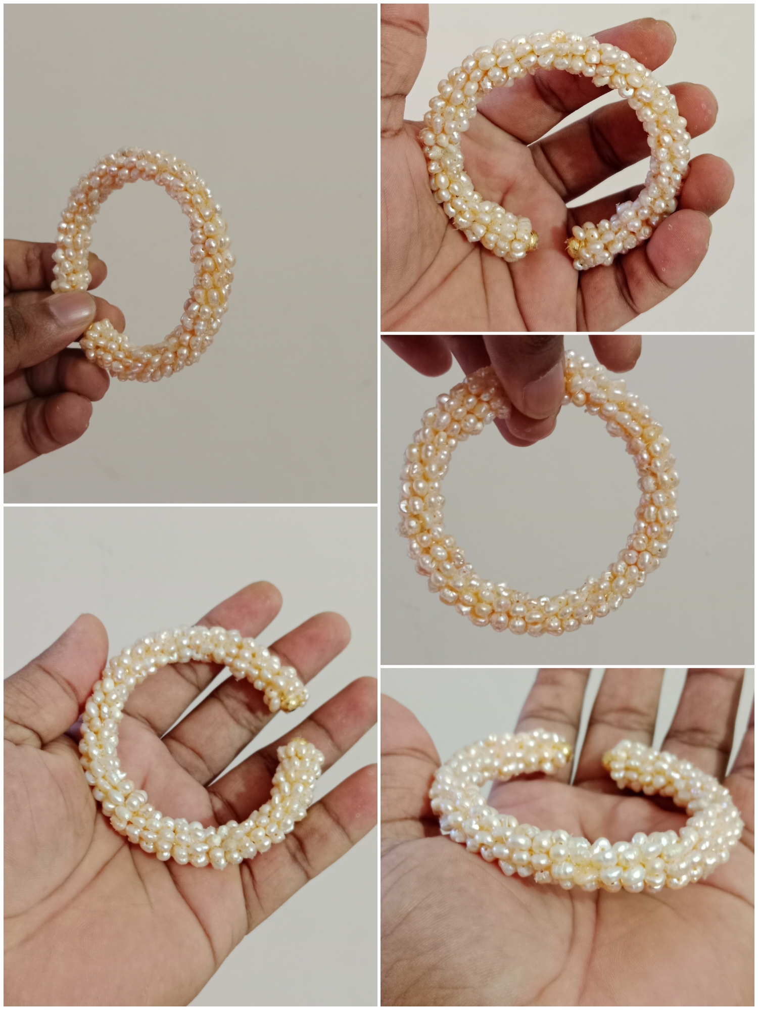 Premium Quality 0 Size Pink Pearl Adjustable Bangle Cum Bracelet, 1PCS_img_8