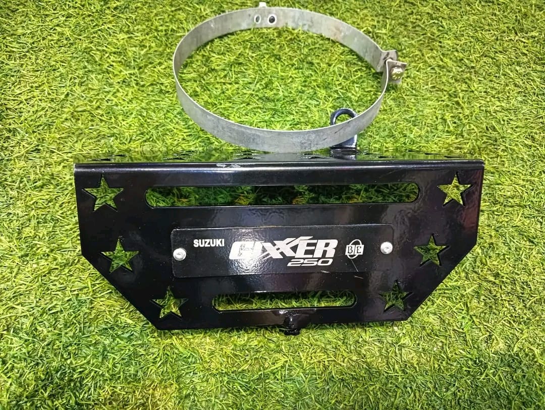 Gixxer Silencer Guard Stainless Steel Box footrest Silencer Cover for motorcycle - Silver_img_1