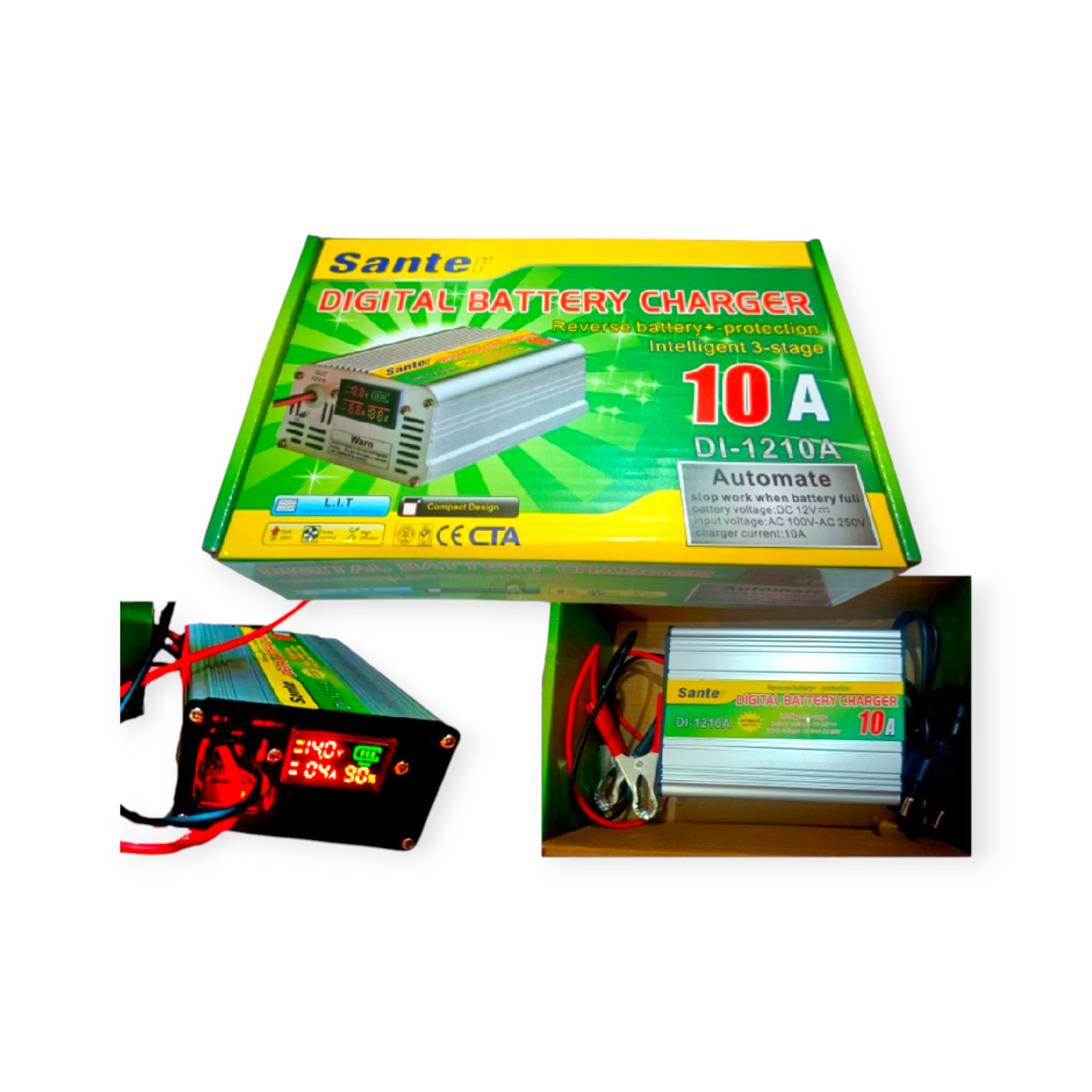 DI-1210A lifepo4 lithium Phosphate Battery Charger Digital Intelligent 12V 10A Automatic Battery Charger