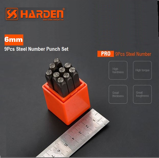 HARDEN 9Pcs Steel Number Punch Set ( 3mm | 4mm |5mm | 6mm | 8mm | 10mm ) Professional Quality Model: 610853 | 610854 | 610855 | 610856 | 610858 | 610859_img_9