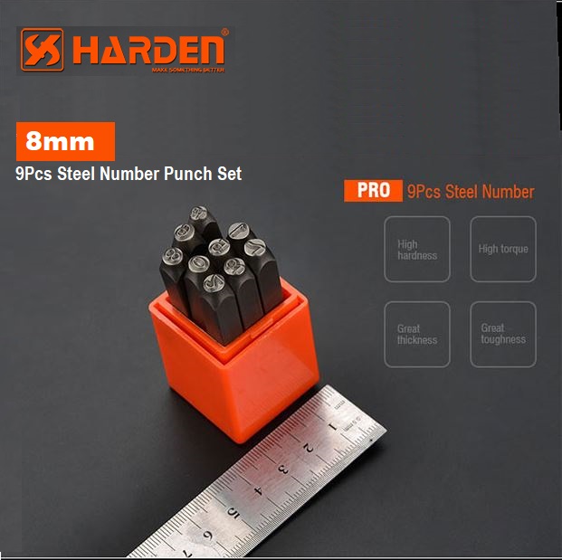 HARDEN 9Pcs Steel Number Punch Set ( 3mm | 4mm |5mm | 6mm | 8mm | 10mm ) Professional Quality Model: 610853 | 610854 | 610855 | 610856 | 610858 | 610859_img_10