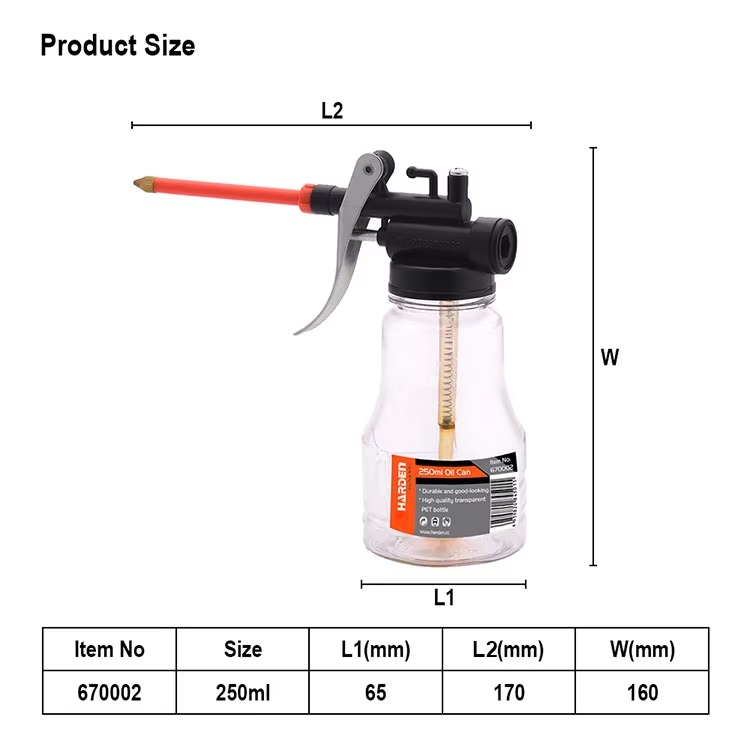 HARDEN 250ml Hand Pump Oil Can; Model: 670002_img_1