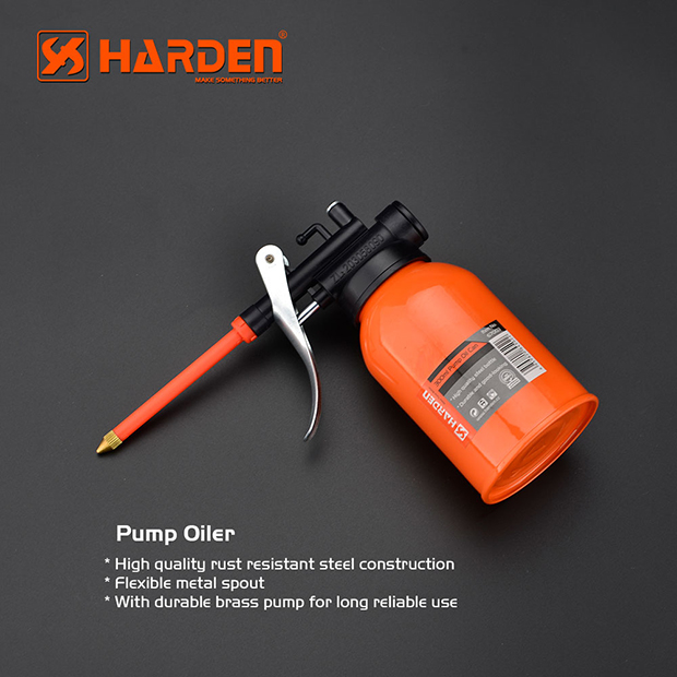 HARDEN 300ml Professional Pump Oil Can – Heavy Duty Steel Body with Flexible Metal Spout; Model : 670003_img_1