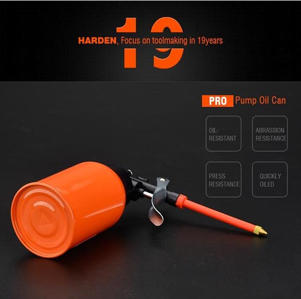HARDEN 300ml Professional Pump Oil Can – Heavy Duty Steel Body with Flexible Metal Spout; Model : 670003_img_4