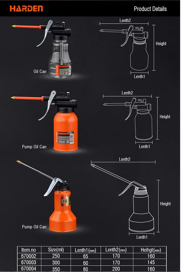 HARDEN 300ml Professional Pump Oil Can – Heavy Duty Steel Body with Flexible Metal Spout; Model : 670003_img_5