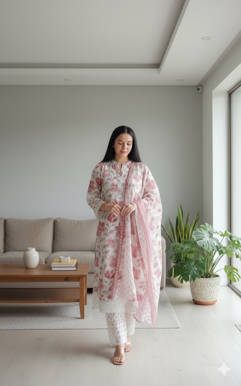 “Nazakat” – Pure Cotton Pakistani Inspired Suit Set - Image 3