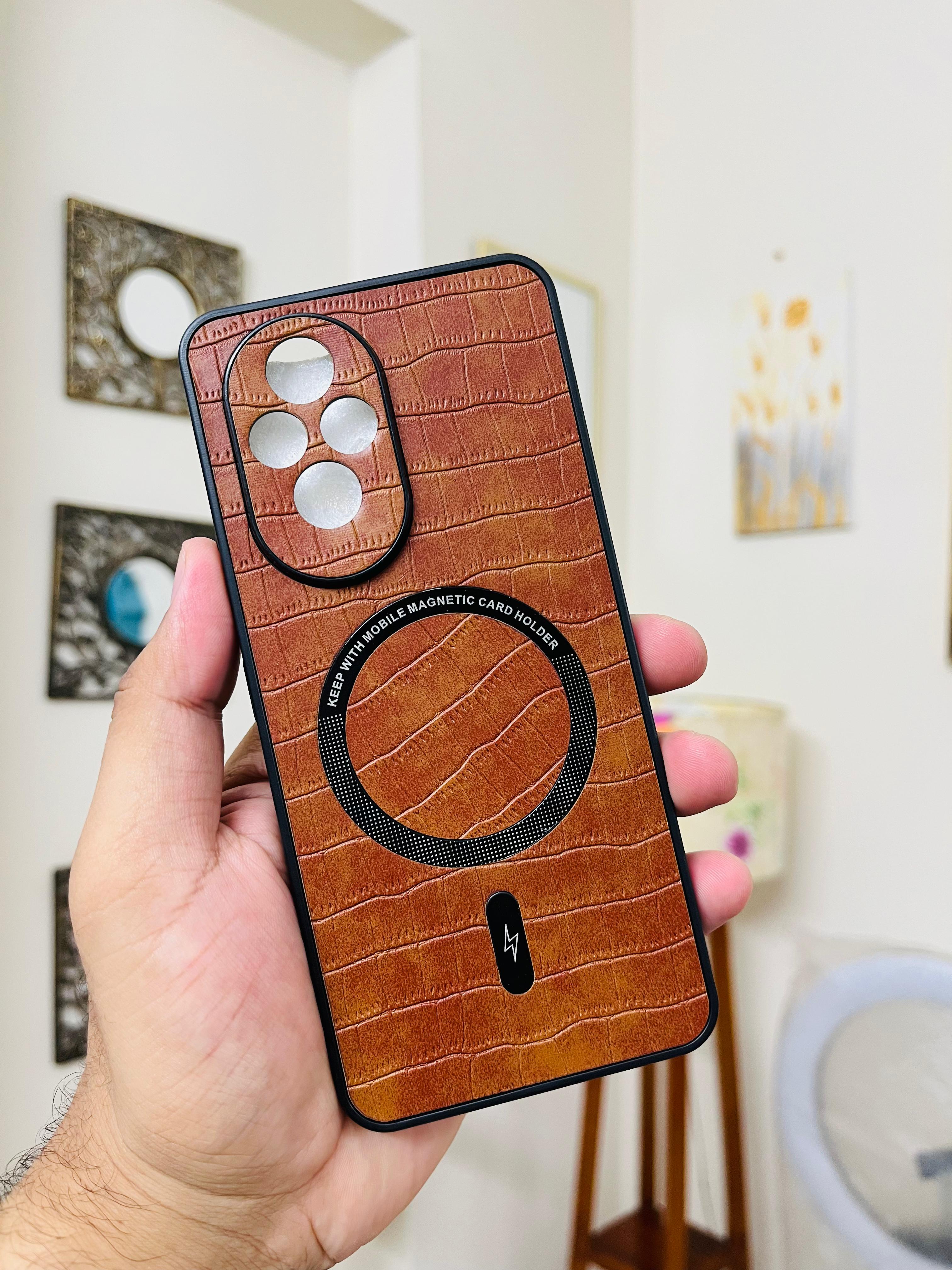 Honor 200 Back Cover Leather Finished With Magsafe Working Phone Case_img_0