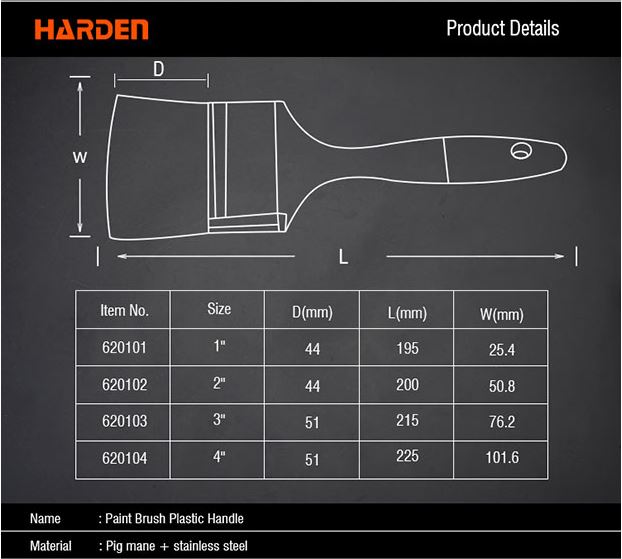 HARDEN Paint Brush  (1" | 2" | 3" | 4" ), Decoration Tools Painting Brush; Model: 620101 | 620102 | 620103 | 620104_img_10