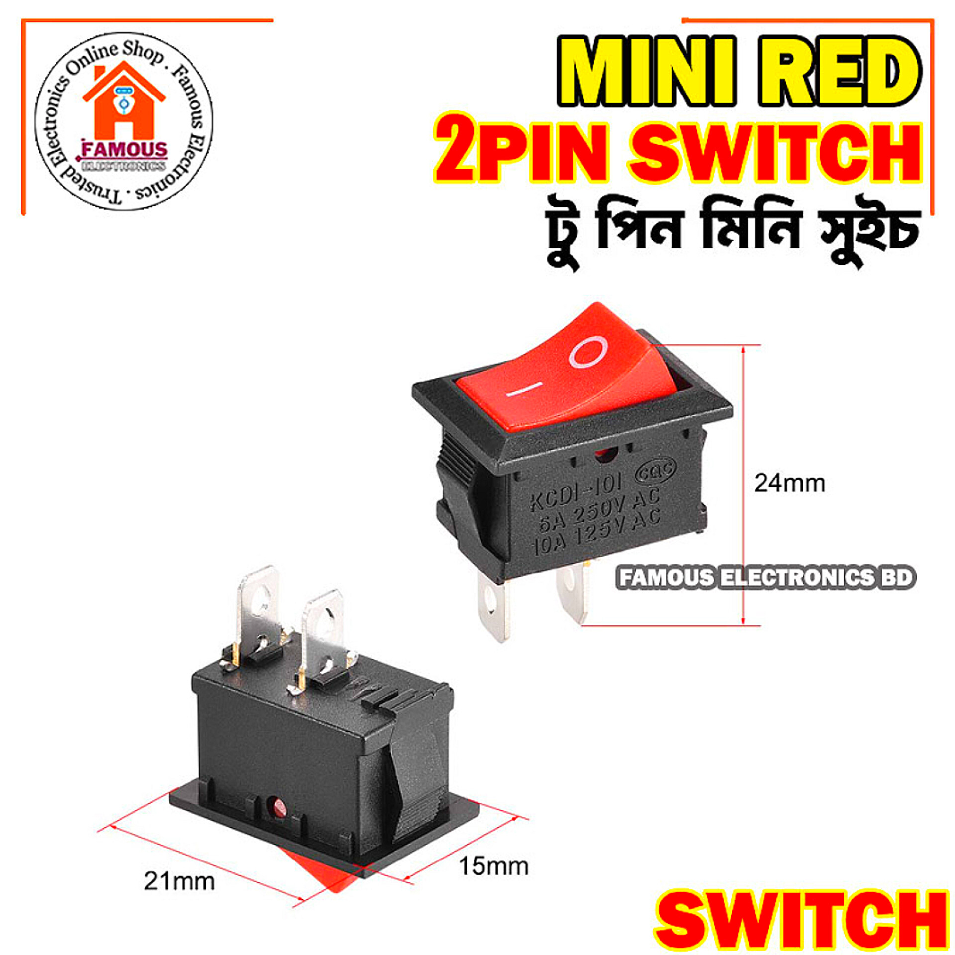 1PCS Electronics Mini 2 Pin SPST on/OFF Switch for Electronic Circuit PCB for Project or Experiment_img_3
