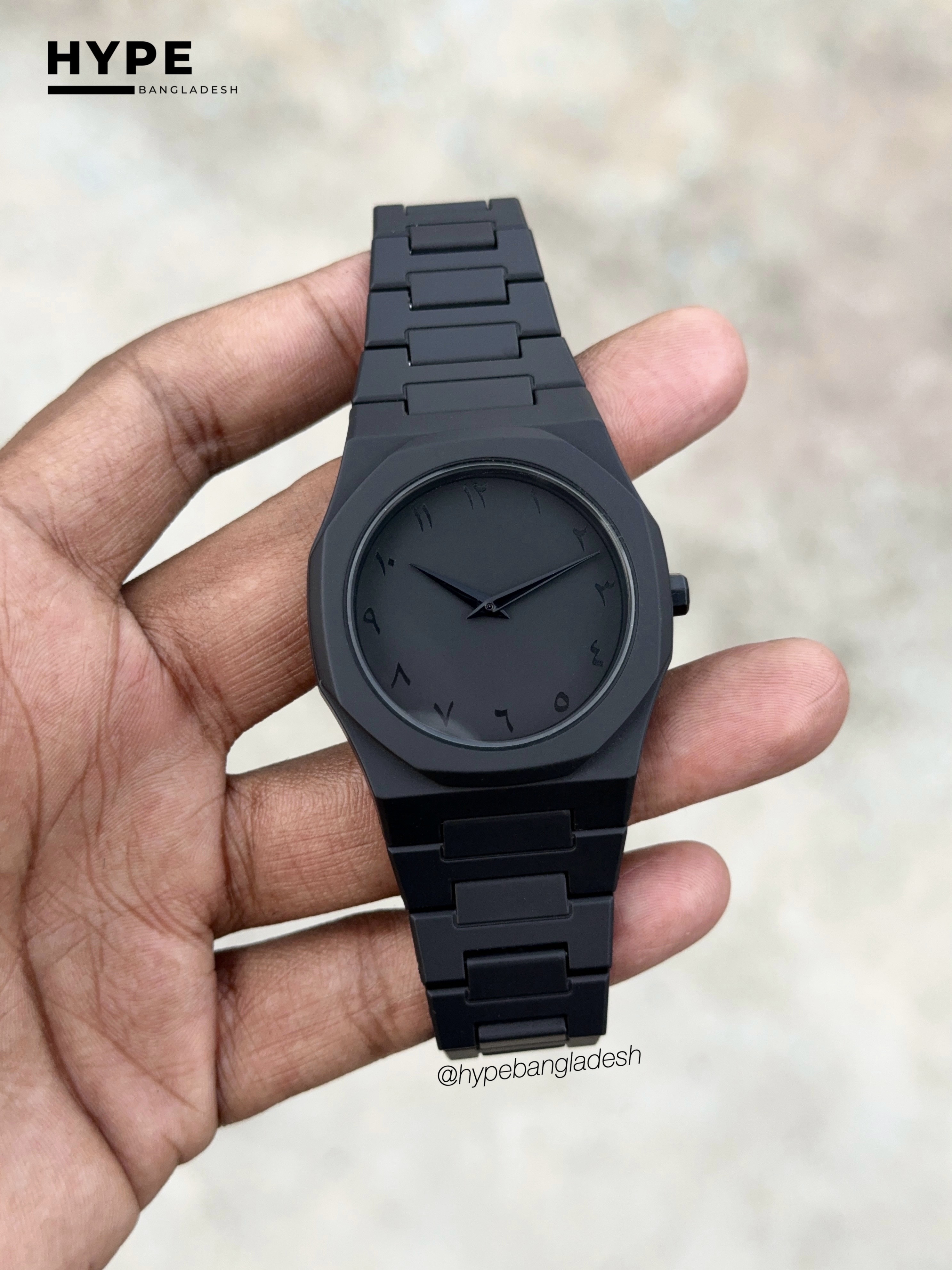 Arabic Dial Polycarbon Plastic Lightweight Watch (ALL BLACK)_img_0