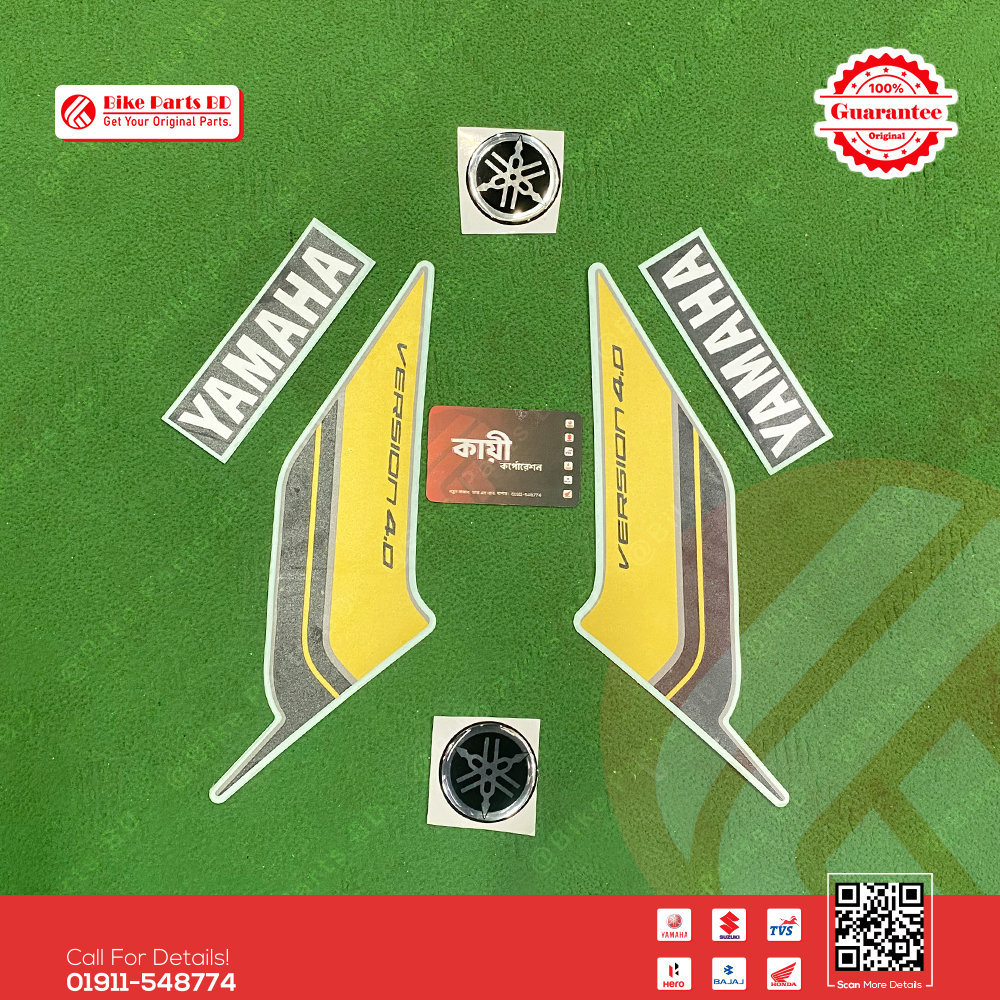 Full Set Sticker for Yamaha FZS V4 (Matte Black & Gold) bike._img_1