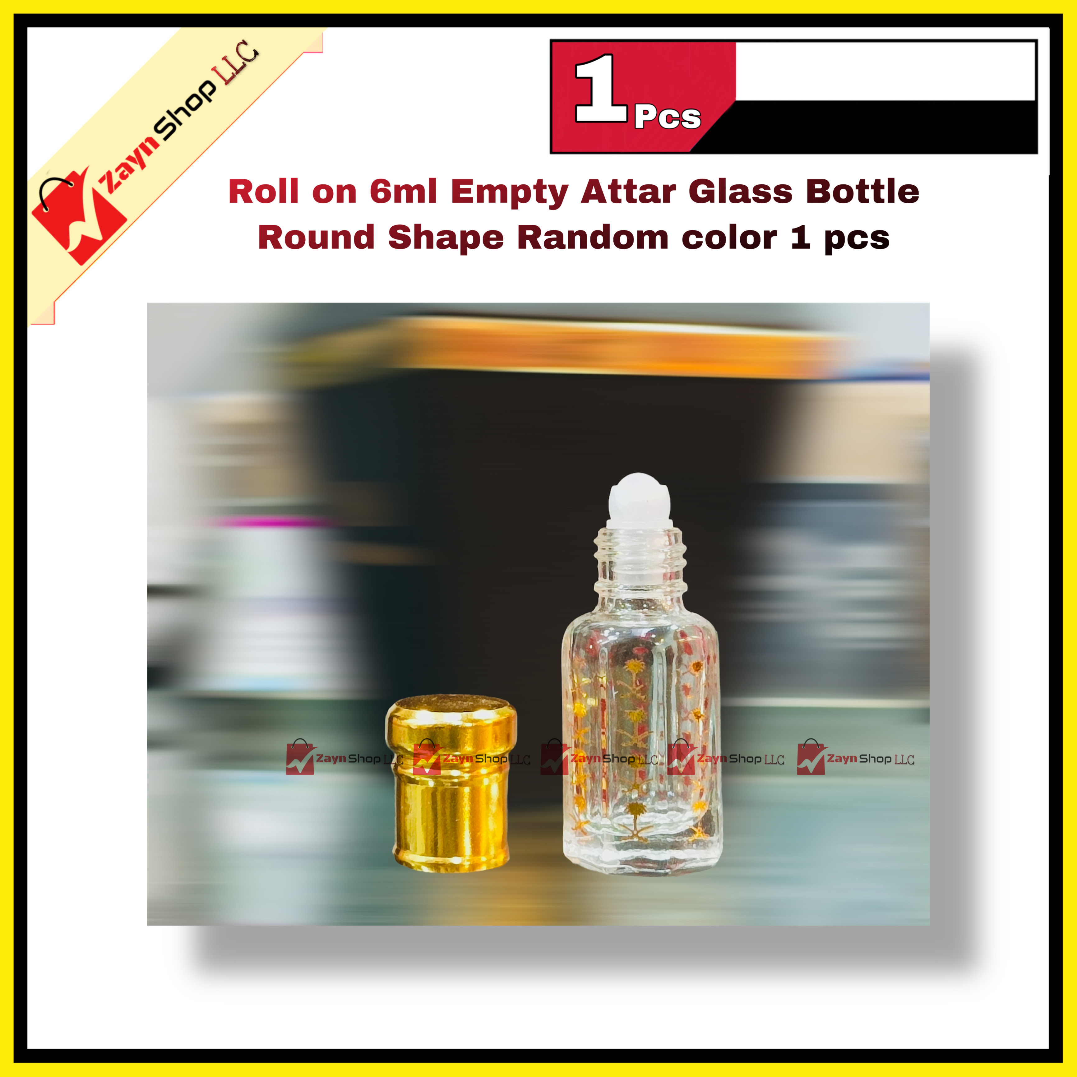 Empty Roll on Glass Attar bottle 6ml Round Shape Random color 1 pcs_img_1