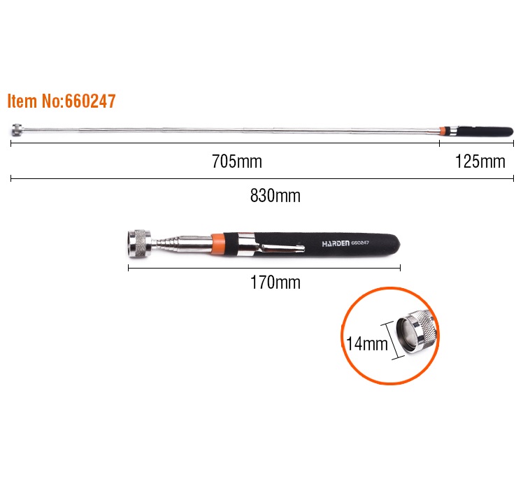 HARDEN Telescopic Pick Up Tools (135 - 640mm | 170-830mm), Household Tool Set Magnet Pickup; Model: 660246 | 660247_img_6