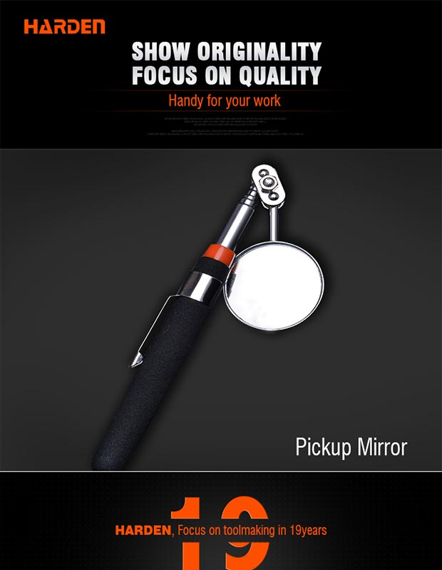HARDEN Inspection Mirror 175- 490mm, Telescopic Shaft, Hardness Durable Professional Universal Rotation Mini Pickup Mirror; 660248_img_5
