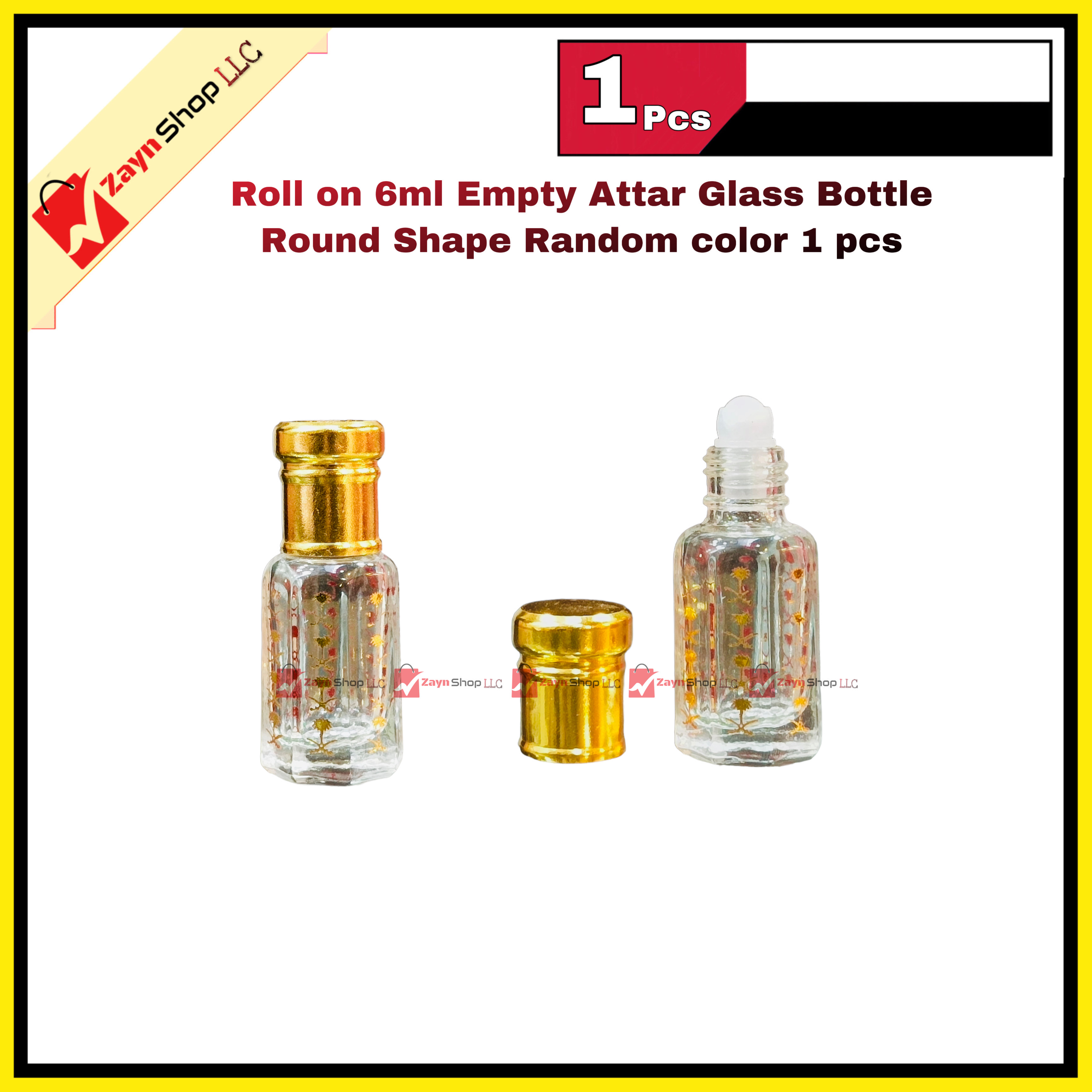 Empty Roll on Glass Attar bottle 6ml Round Shape Random color 1 pcs_img_2
