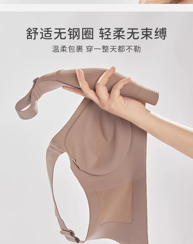 Women's Big Chest Seamless Anti-Sagging Bra Adjustable Full Cup Bra Comfortable Wireless Lingerie_img_2
