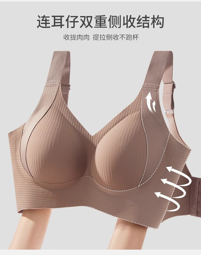 Women's Big Chest Seamless Anti-Sagging Bra Adjustable Full Cup Bra Comfortable Wireless Lingerie_img_11