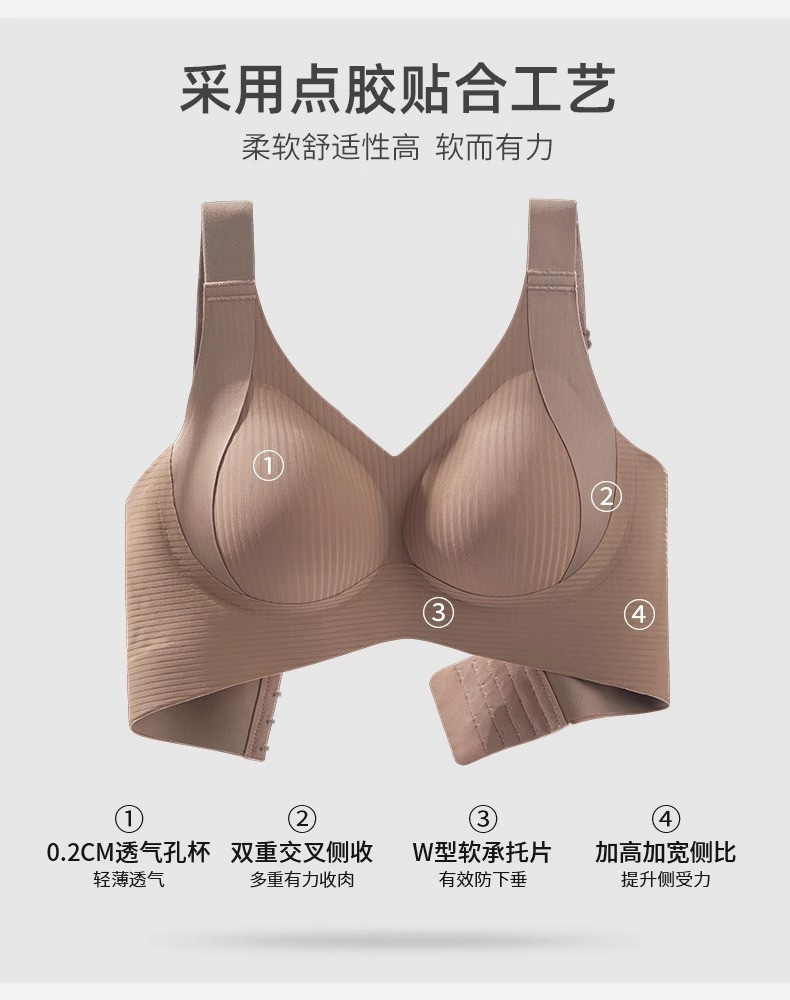 Women's Big Chest Seamless Anti-Sagging Bra Adjustable Full Cup Bra Comfortable Wireless Lingerie_img_12