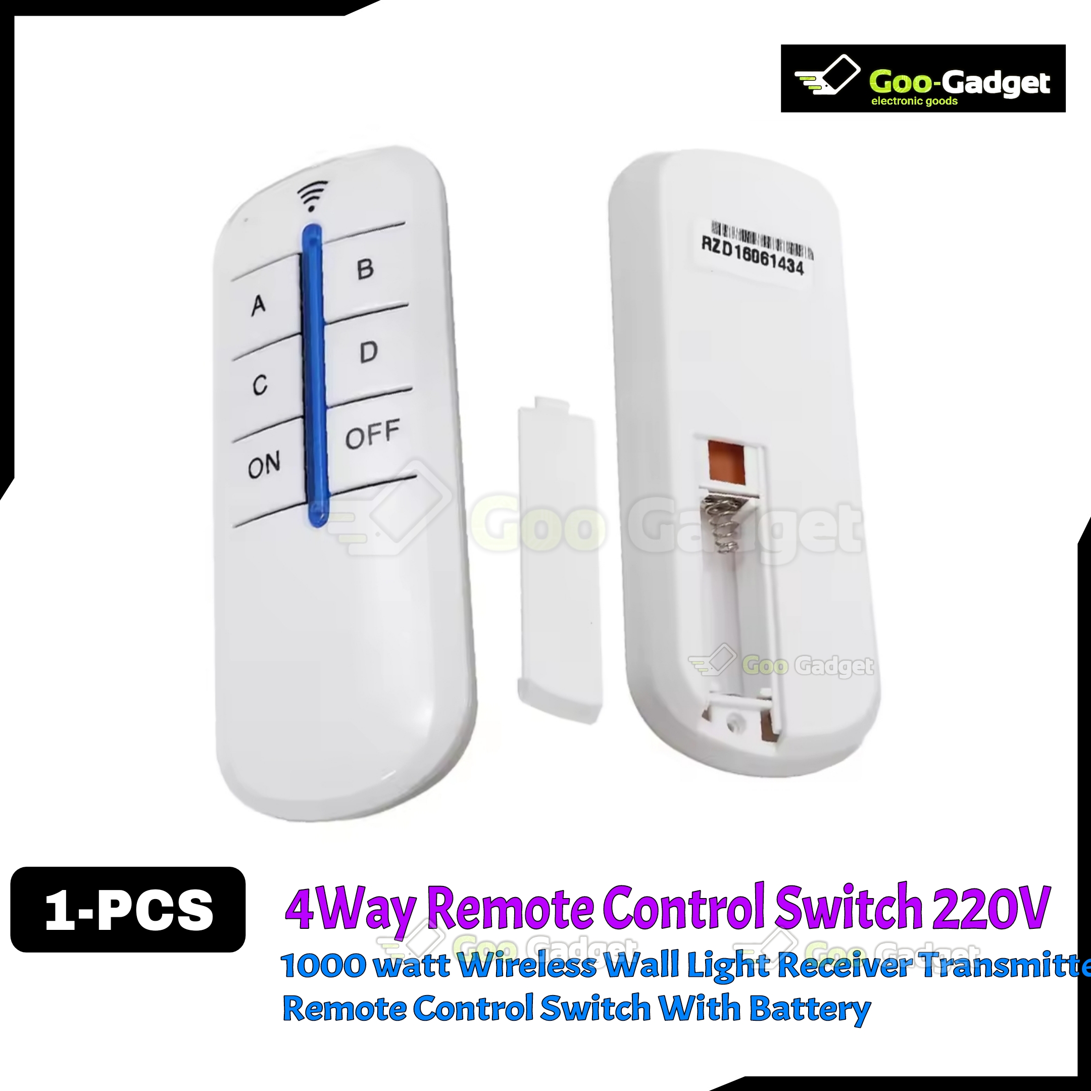 4-Way 220V Digital Wireless Remote Control Switch with Receiver & Battery – Wall Light Control System_img_1