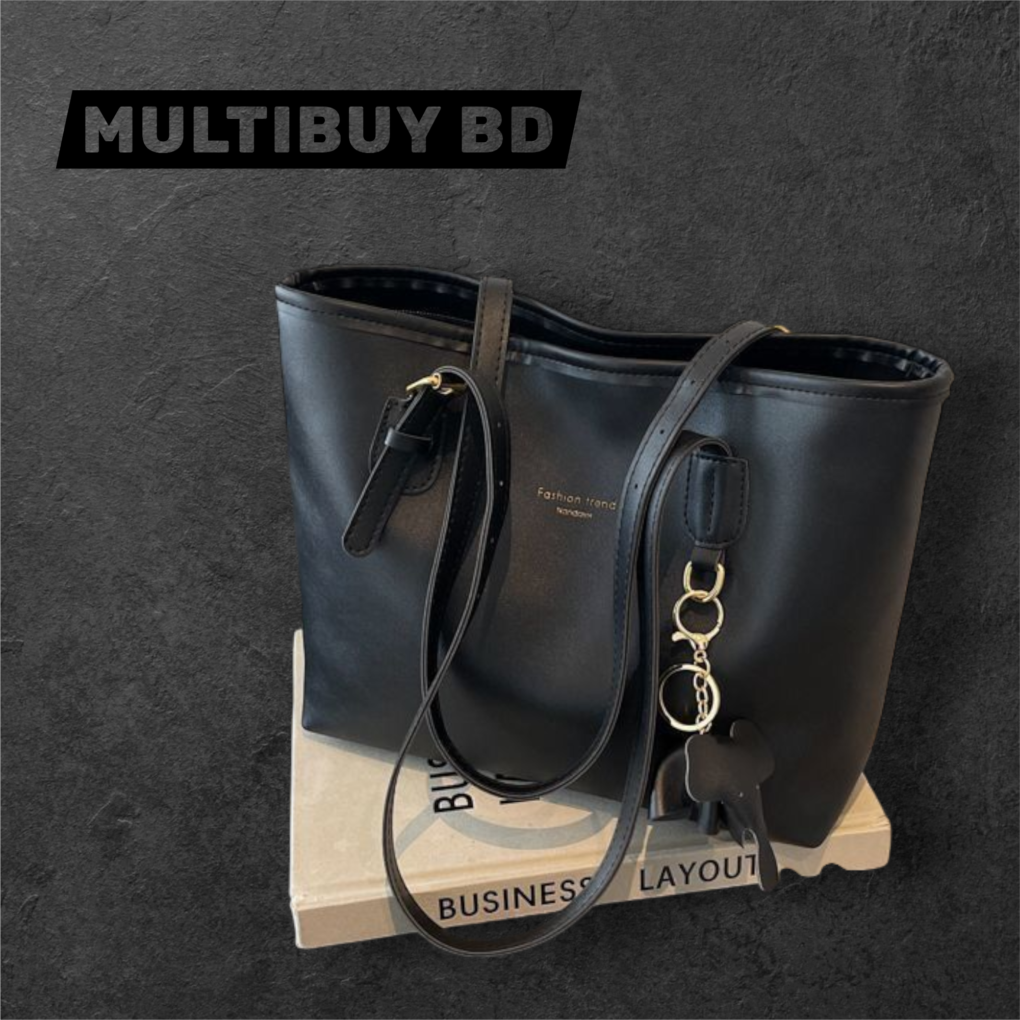 Black Artificial Leather Bag