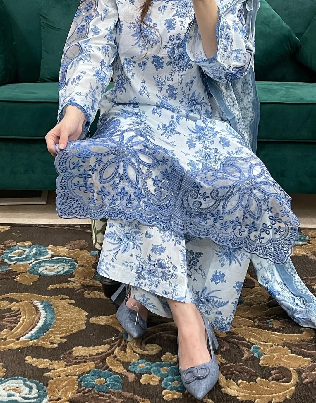 Pure Cotton Pakistani Inspired Suit Set - Image 5