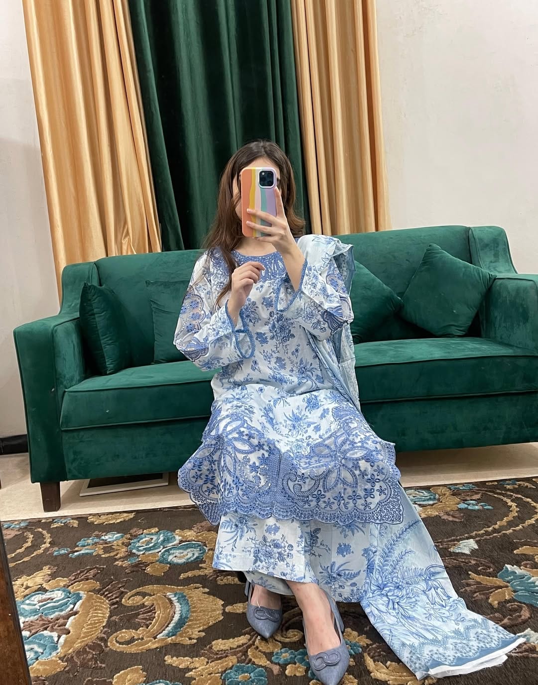 Pure Cotton Pakistani Inspired Suit Set - Image 2