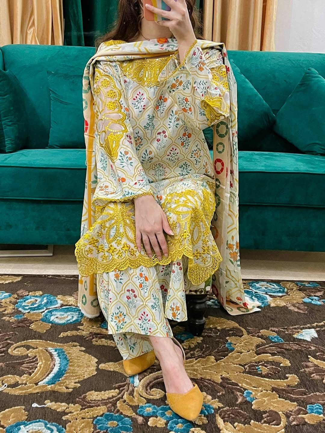 Pure Cotton Pakistani Inspired Suit Set - Image 3