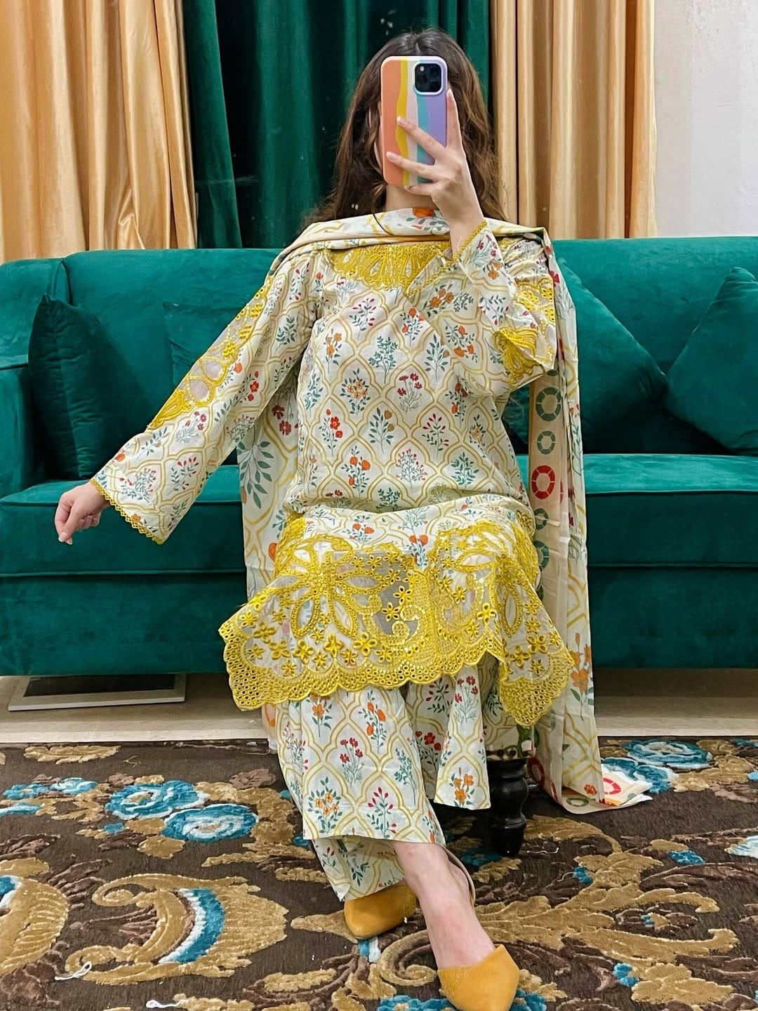 Pure Cotton Pakistani Inspired Suit Set - Image 8