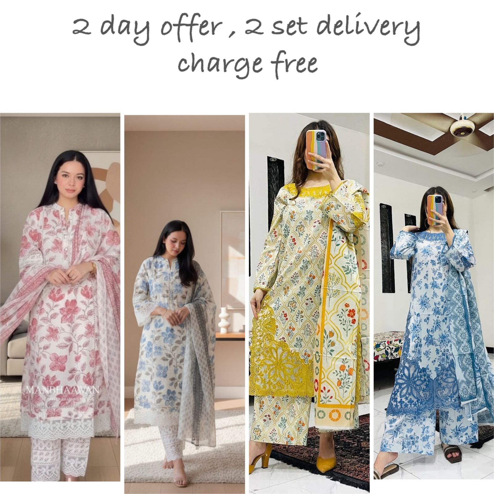 Pure Cotton Pakistani Inspired Suit Set - Image 1