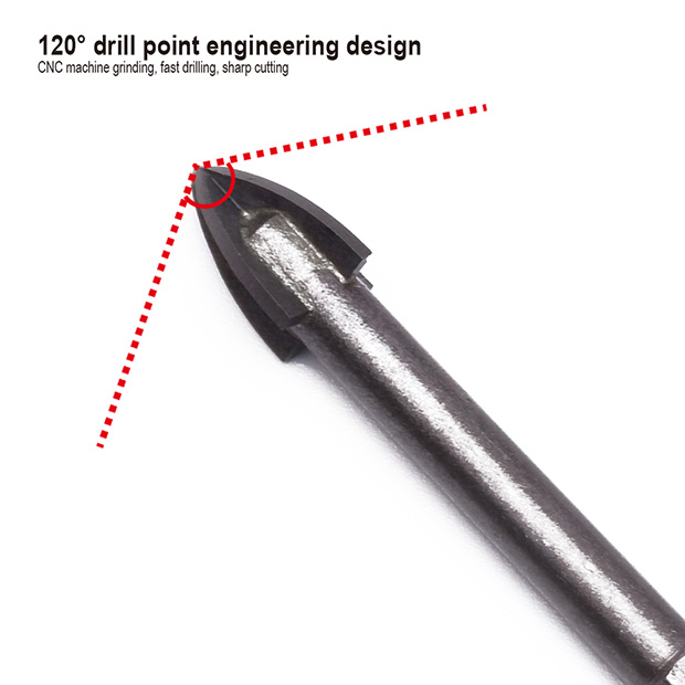 HARDEN Glass & Tiles Drill Bit ( 3 | 4 | 5 | 6 | 7 | 8 | 10 | 12mm ), porcelain marble tile glass drilling Hex shank cross tip drill bit; 613103 - 613112_img_2