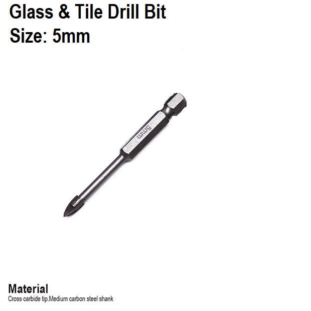HARDEN Glass & Tiles Drill Bit ( 3 | 4 | 5 | 6 | 7 | 8 | 10 | 12mm ), porcelain marble tile glass drilling Hex shank cross tip drill bit; 613103 - 613112_img_10