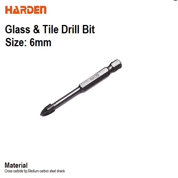 HARDEN Glass & Tiles Drill Bit ( 3 | 4 | 5 | 6 | 7 | 8 | 10 | 12mm ), porcelain marble tile glass drilling Hex shank cross tip drill bit; 613103 - 613112_img_11