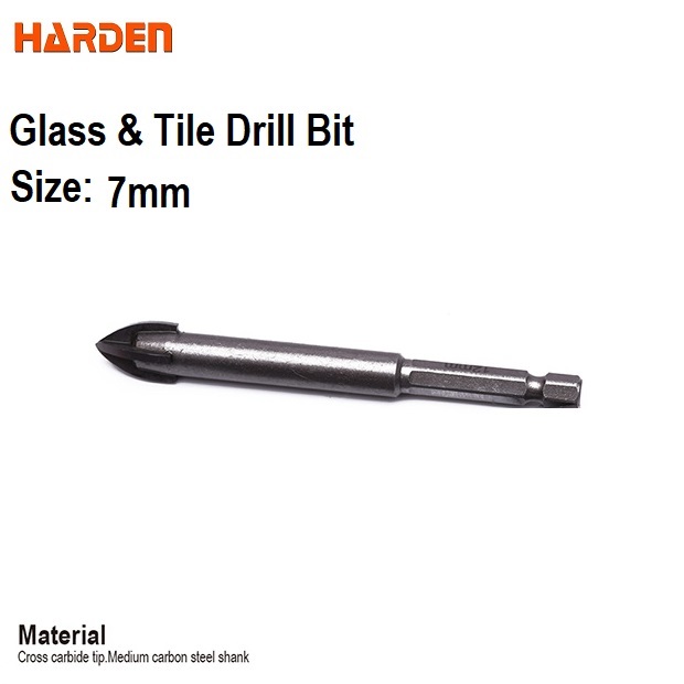 HARDEN Glass & Tiles Drill Bit ( 3 | 4 | 5 | 6 | 7 | 8 | 10 | 12mm ), porcelain marble tile glass drilling Hex shank cross tip drill bit; 613103 - 613112_img_12