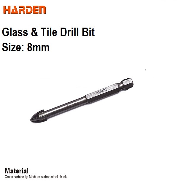 HARDEN Glass & Tiles Drill Bit ( 3 | 4 | 5 | 6 | 7 | 8 | 10 | 12mm ), porcelain marble tile glass drilling Hex shank cross tip drill bit; 613103 - 613112_img_13