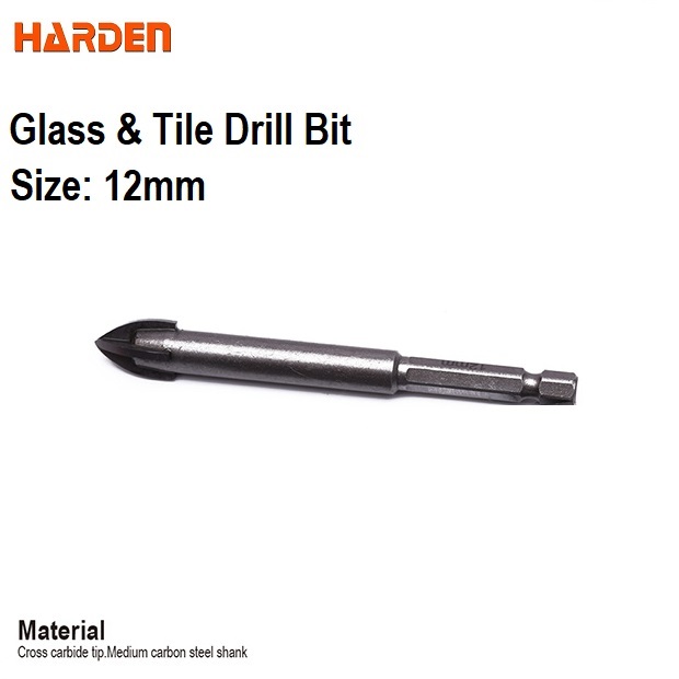 HARDEN Glass & Tiles Drill Bit ( 3 | 4 | 5 | 6 | 7 | 8 | 10 | 12mm ), porcelain marble tile glass drilling Hex shank cross tip drill bit; 613103 - 613112_img_15
