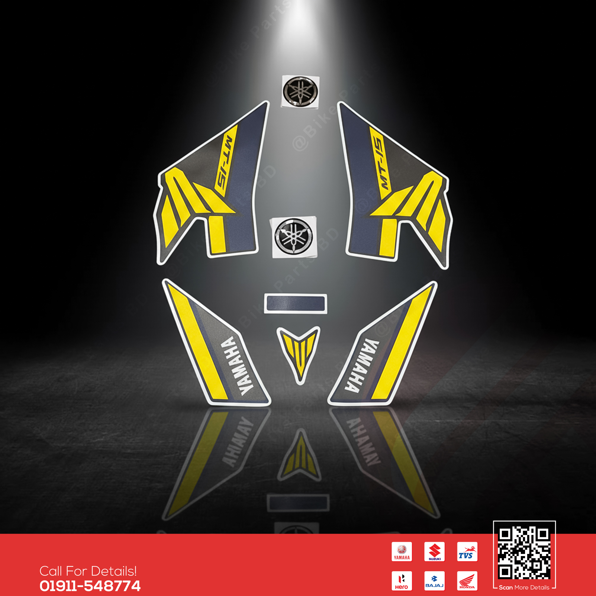 Full Set Sticker for Yamaha MT 15 V2 (Dark Green) bike._img_0