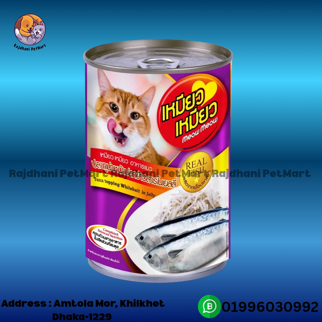 Meow Meow Can Food Tuna Topping Whitebait In Jelly 400g