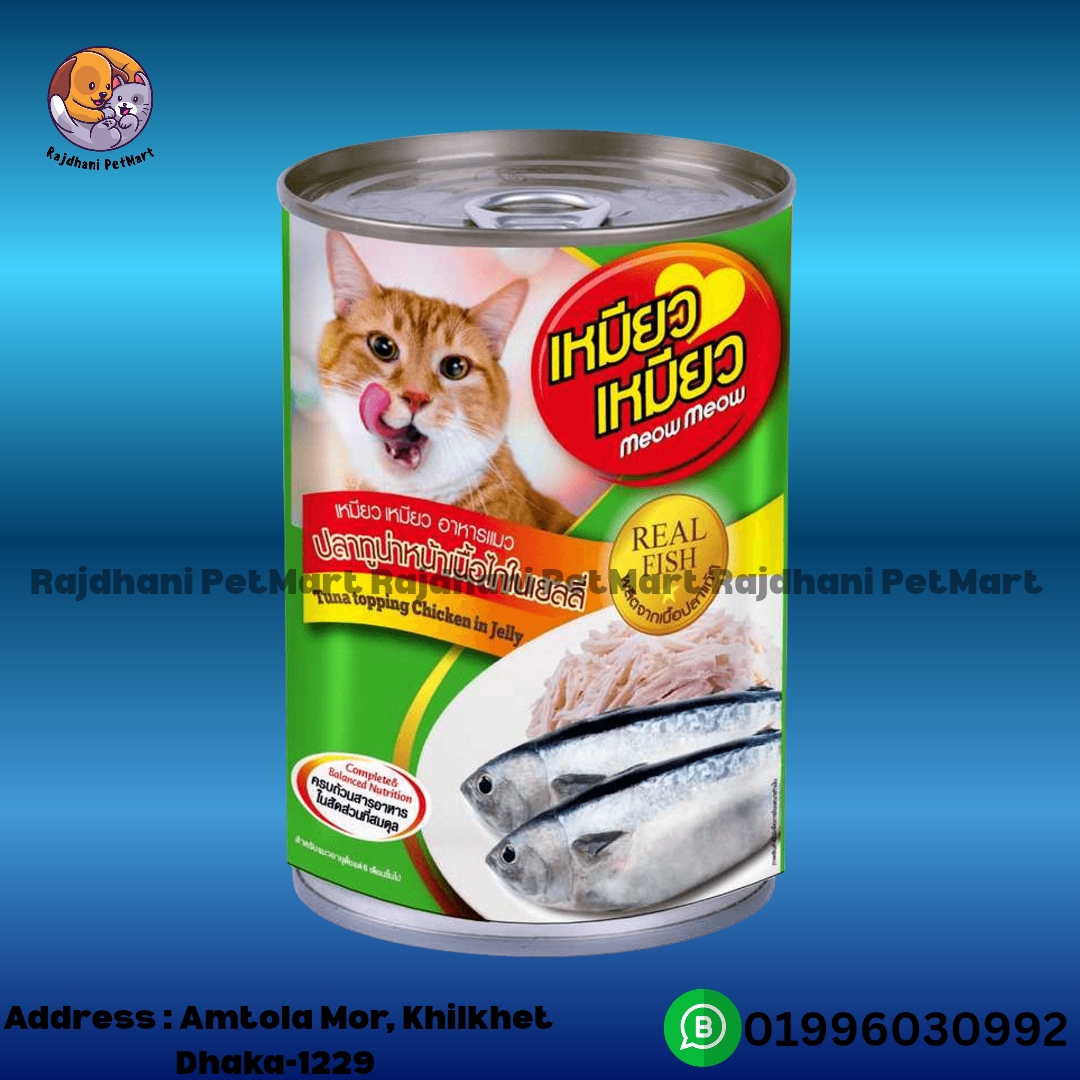 Meow Meow Can Food Tuna Topping Chicken In Jelly 400g