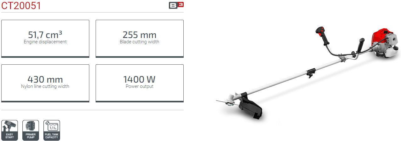 CROWN CT20051 Professional Gasoline Brush Cutters & Grass Trimmer, 1400W,51.7cc; Model: CT20051_img_2