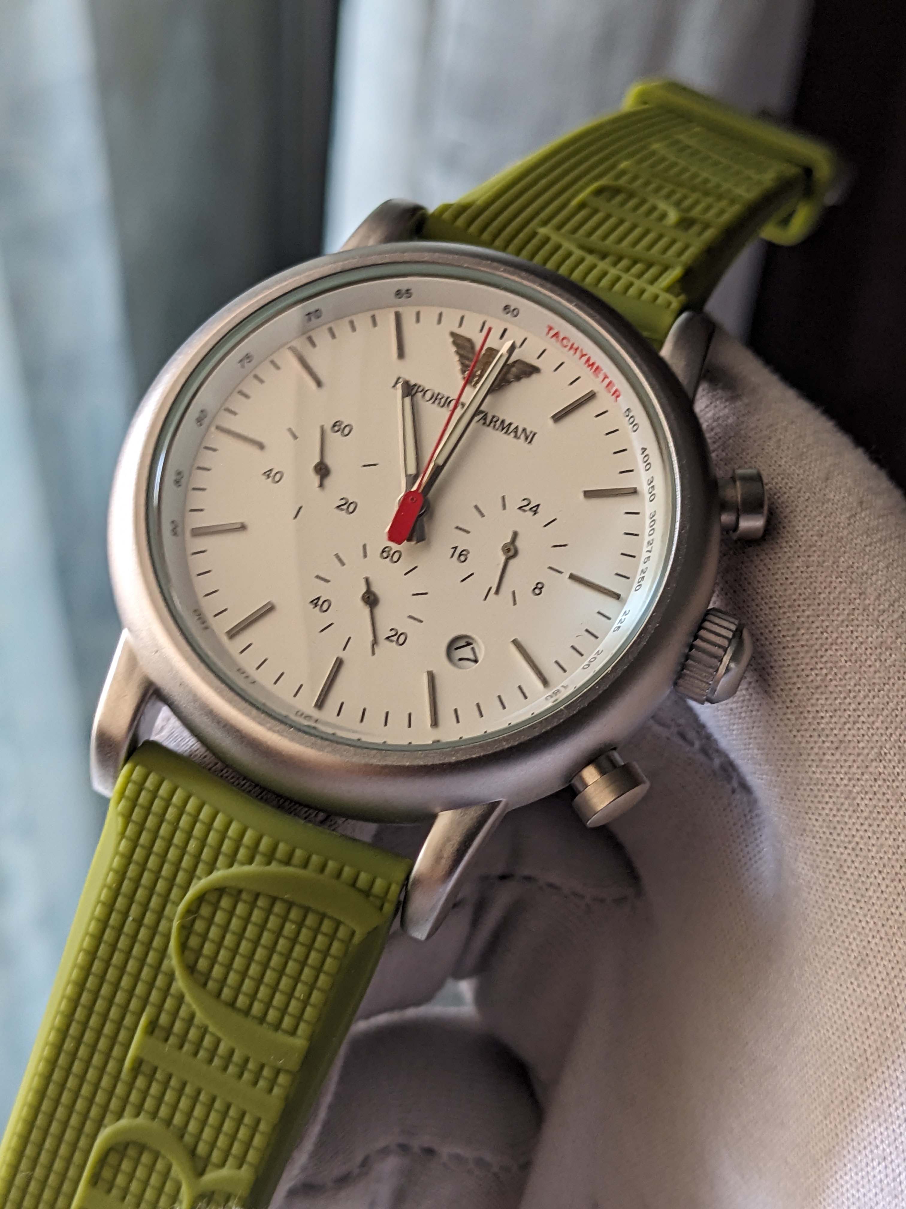 Armani Chronograph Watch White face