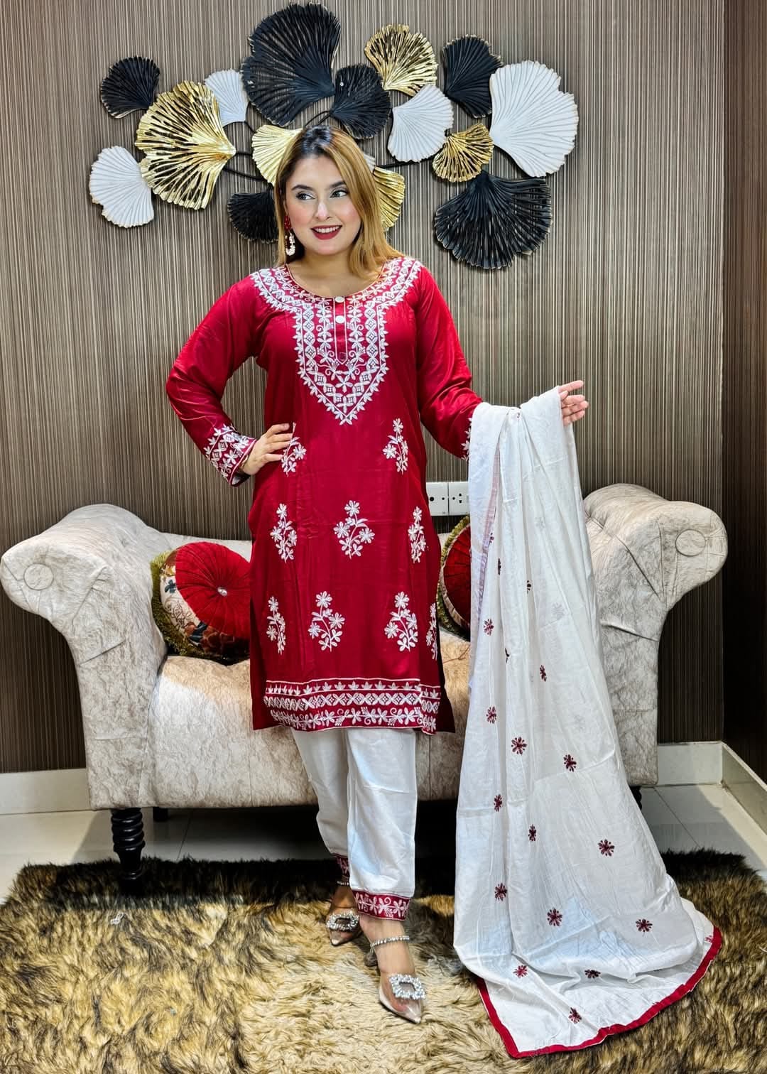 Embroidery Cotton Three Piece