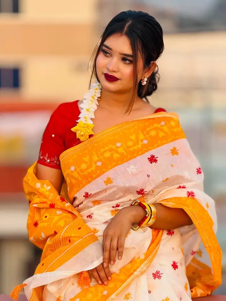 Half silk screen print saree_img_0