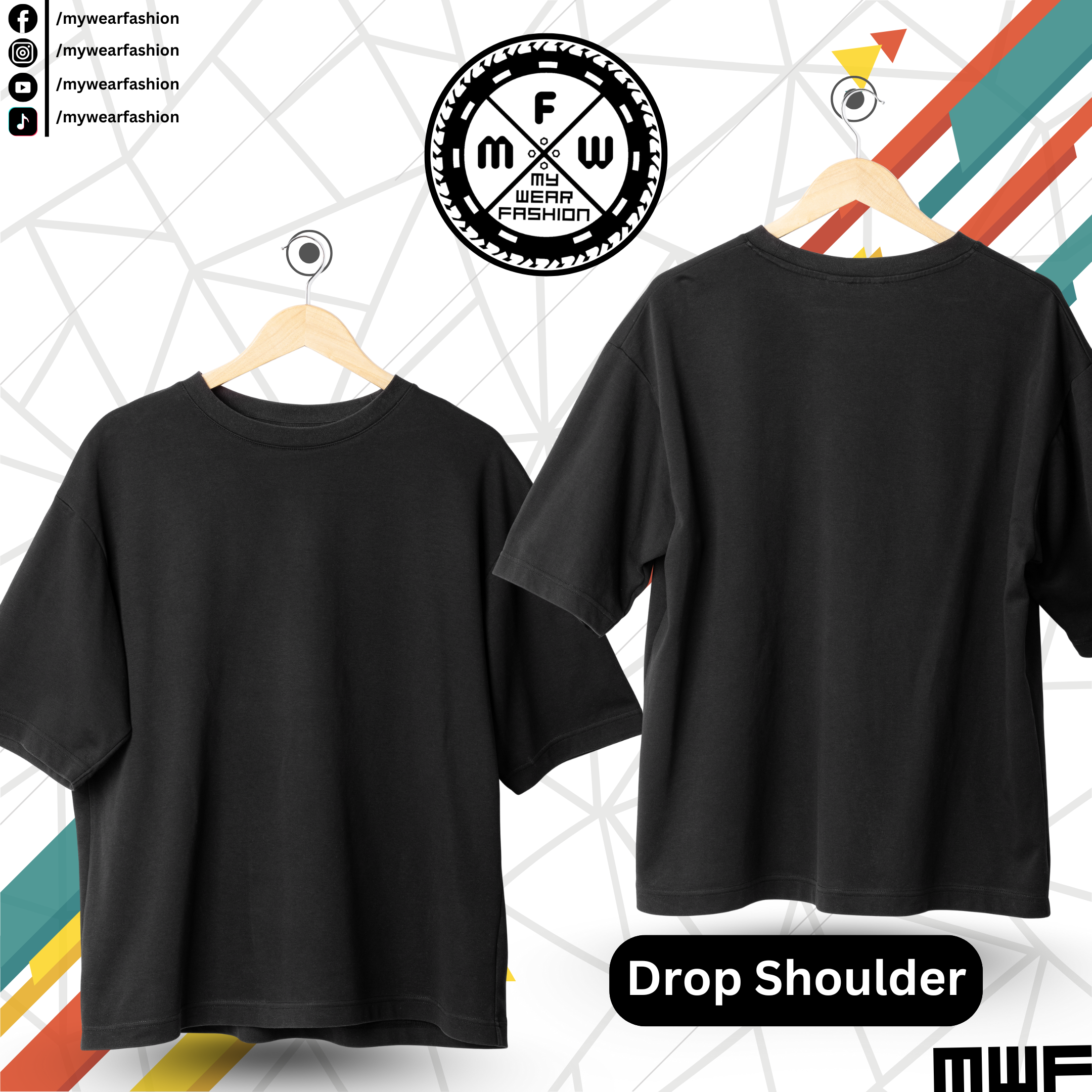 Solid Black Drop Shoulder T-Shirt || Tees ||_img_2