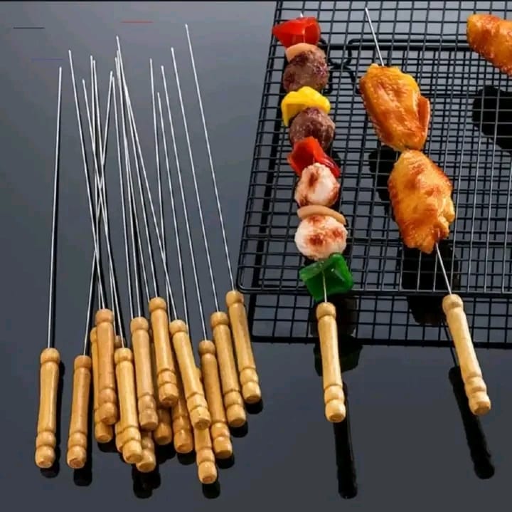 High-Quality BBQ Wooden Handle Skewers – ১২ পিসের সেট_img_3