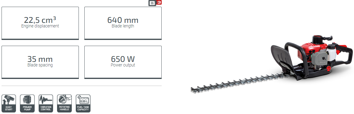CROWN CT20114 Gasoline Hedge Trimmer 650w, 22.6cc, tank capacity 550ml; Model: CT20114_img_3