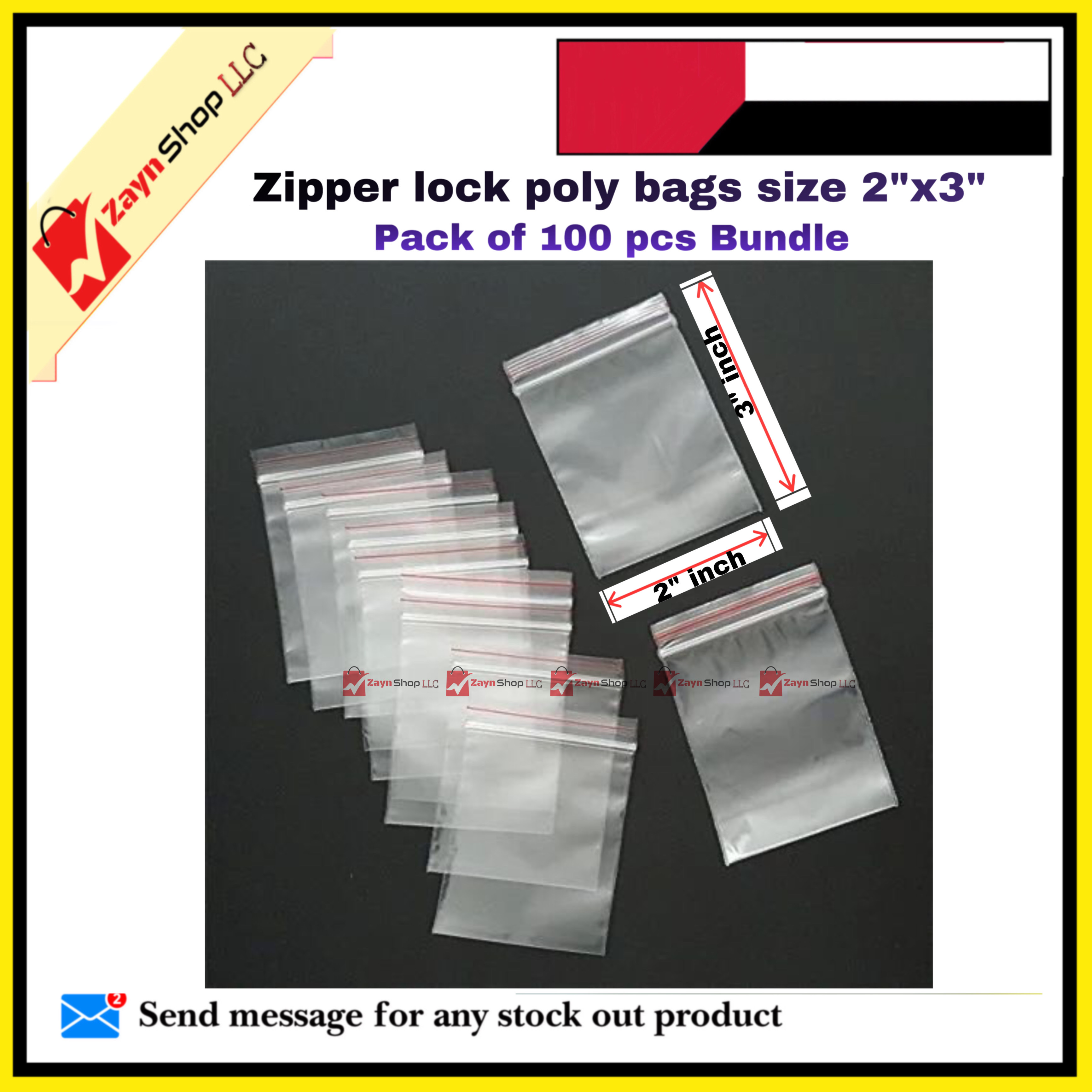 Zipper lock poly bag size 2"x3" pack of 100 pcs Bundle_img_0