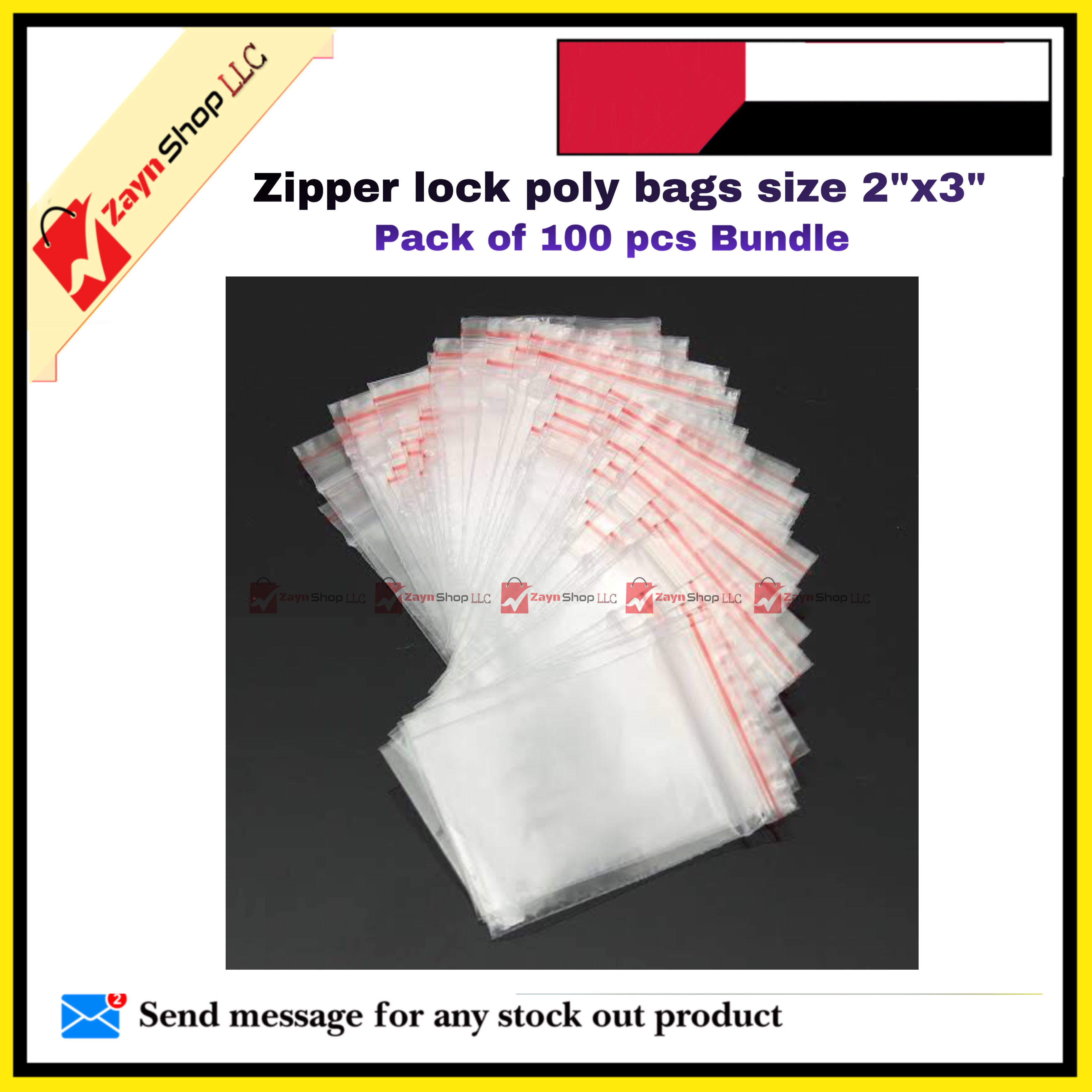 Zipper lock poly bag size 2"x3" pack of 100 pcs Bundle_img_1