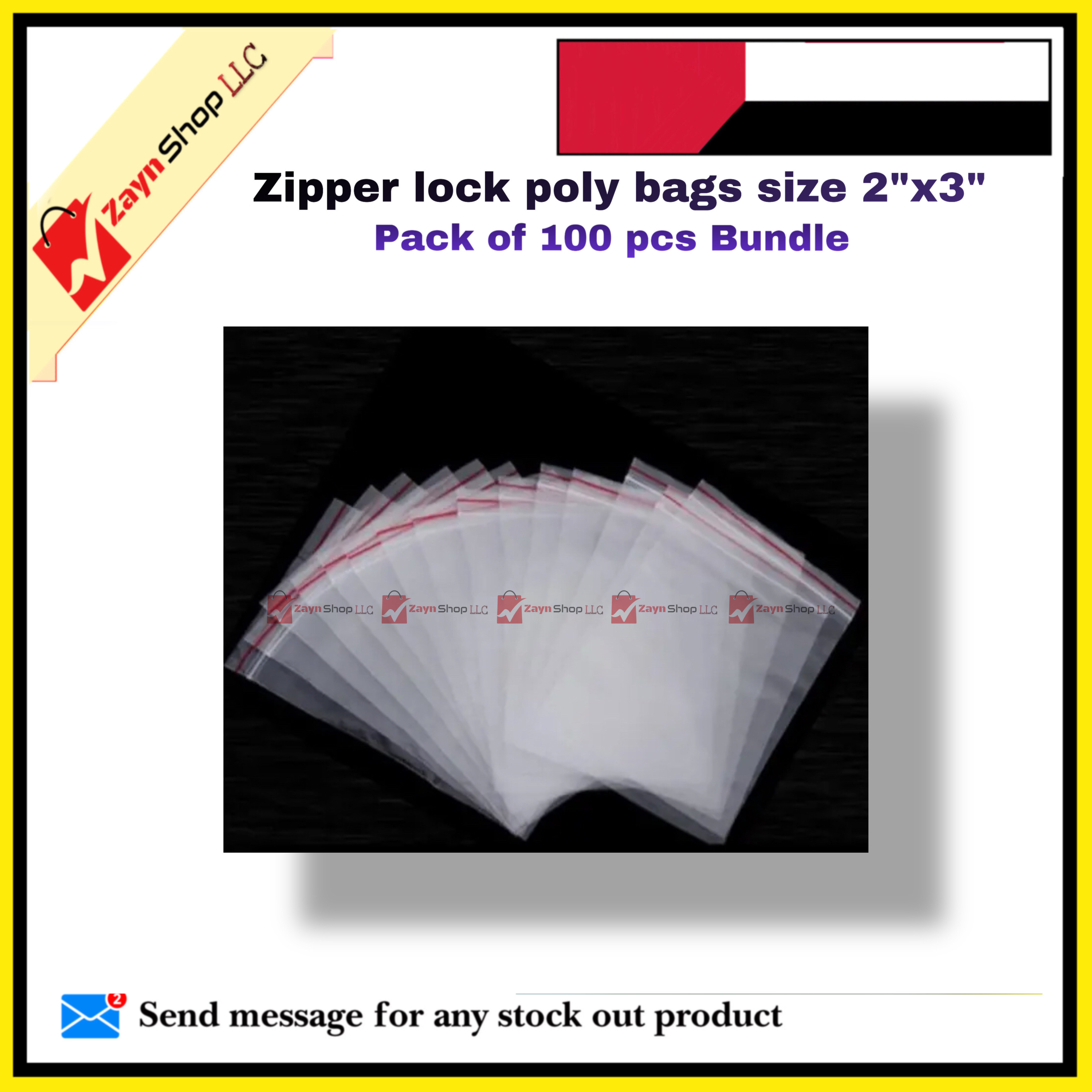 Zipper lock poly bag size 2"x3" pack of 100 pcs Bundle_img_2