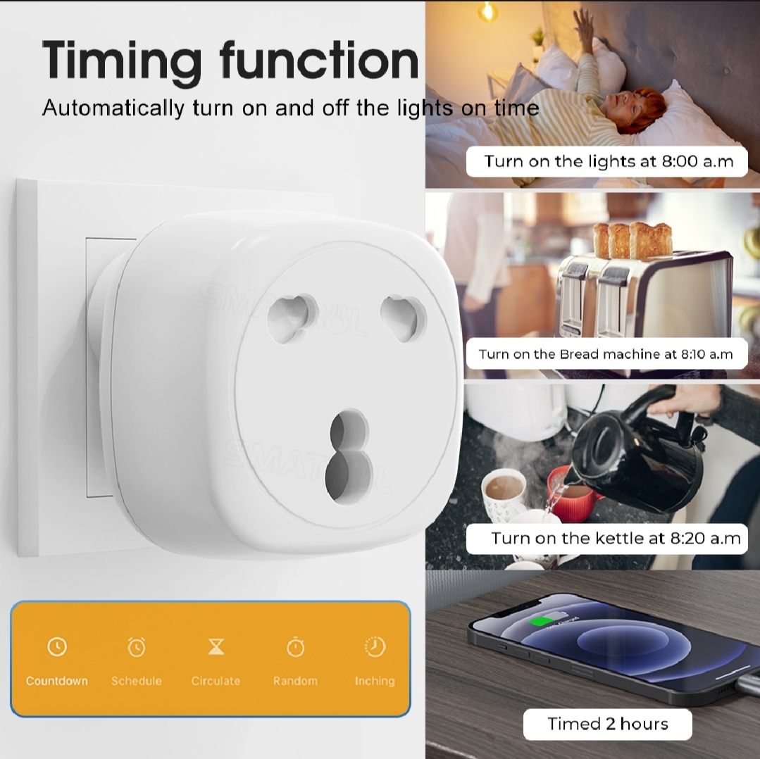 WiFi Smart Socket - 16A air conditioner 3 pin plug with power monitor-voice, timing -for Tuya, Google Home, Alexa_img_2