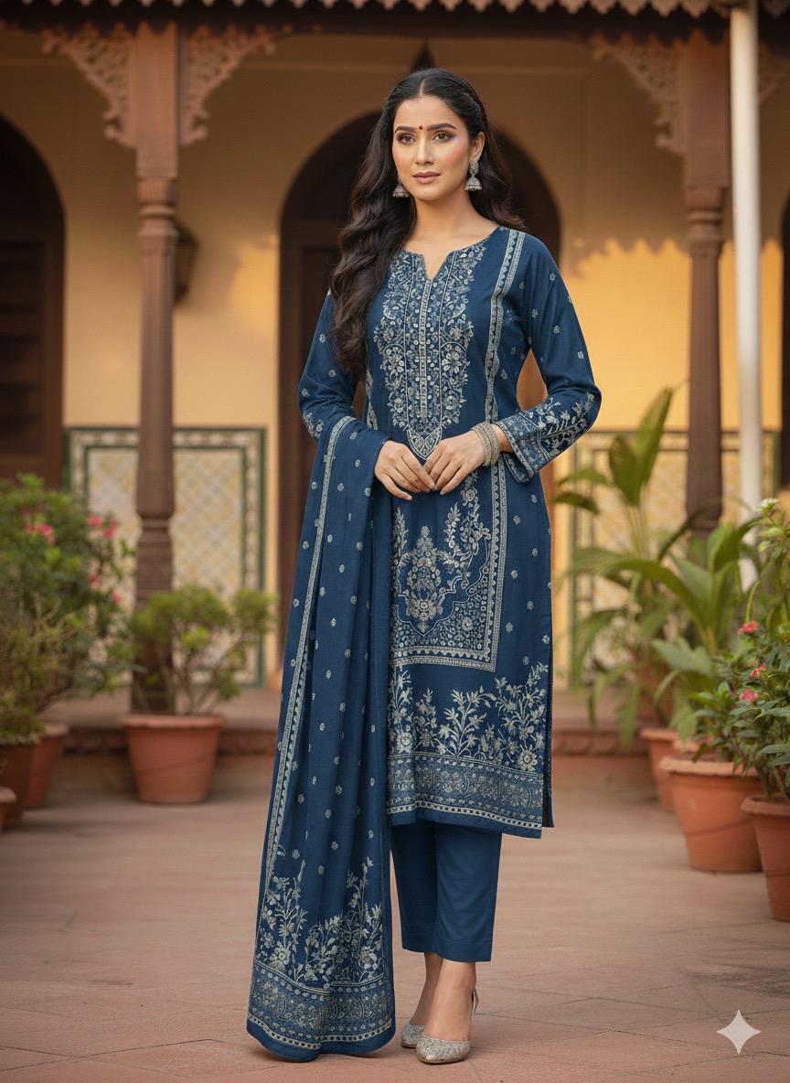 জমজম সুইস লোন থ্রি-পিস (Unstitched)